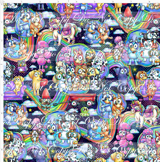 Heeler Hideaway - Characters and rainbows - Navy - small scale