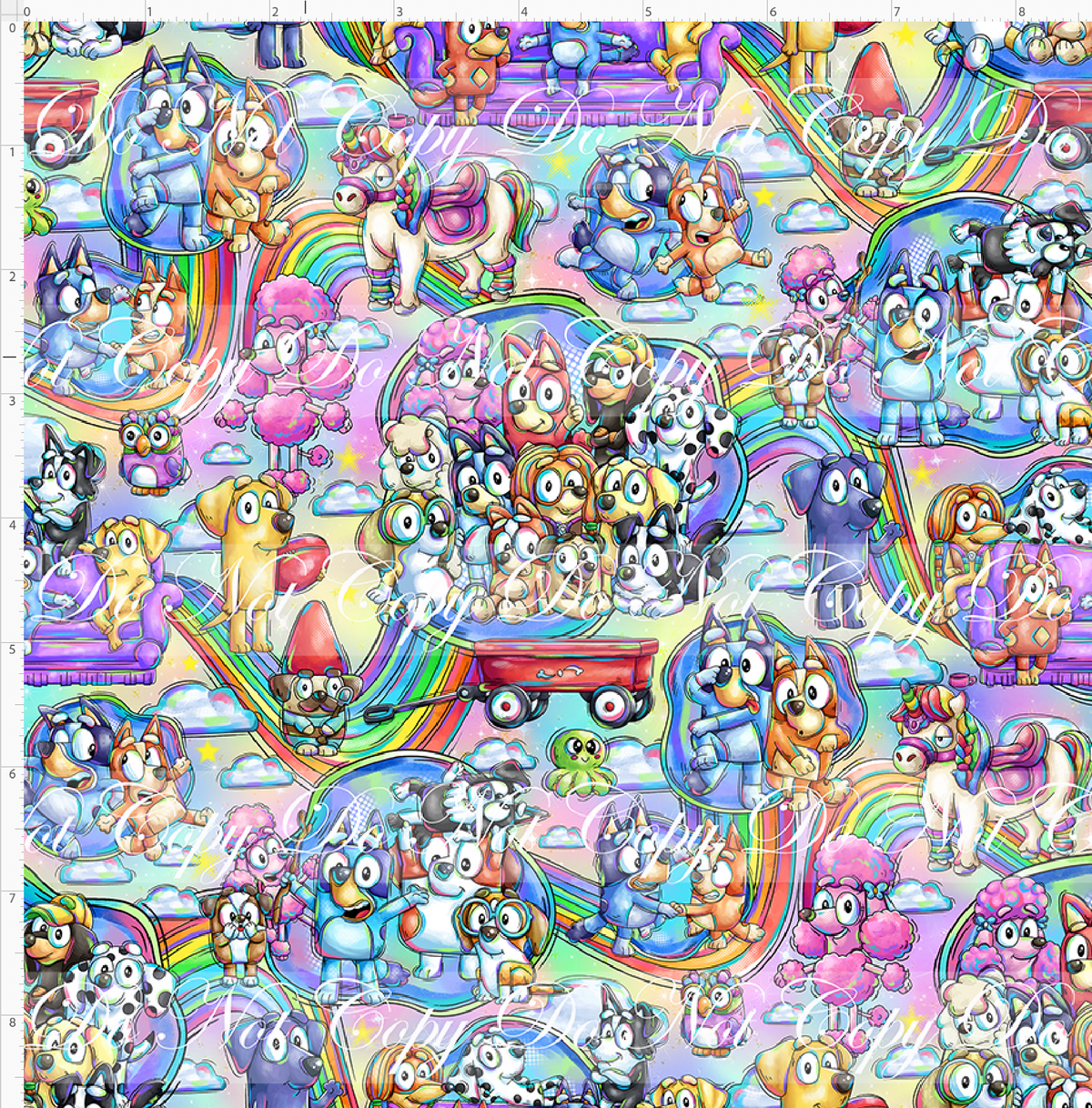 Heeler Hideaway - Characters and rainbows - Pastel Rainbow - small scale