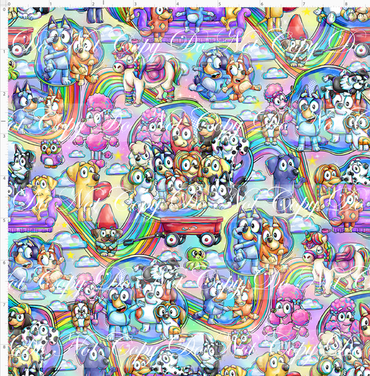 Heeler Hideaway - Characters and rainbows - Pastel Rainbow - small scale