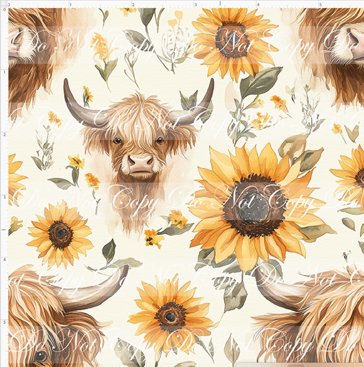 Hyland Cows - Main with sunflower - Small Scale