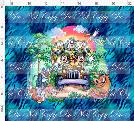 Jungle Journey - Panel - Jeep Ride - ADULT - Dark Blue