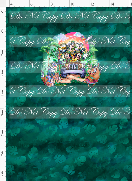 Jungle Journey - Panel - Jeep Ride - CHILD - Green Leaves