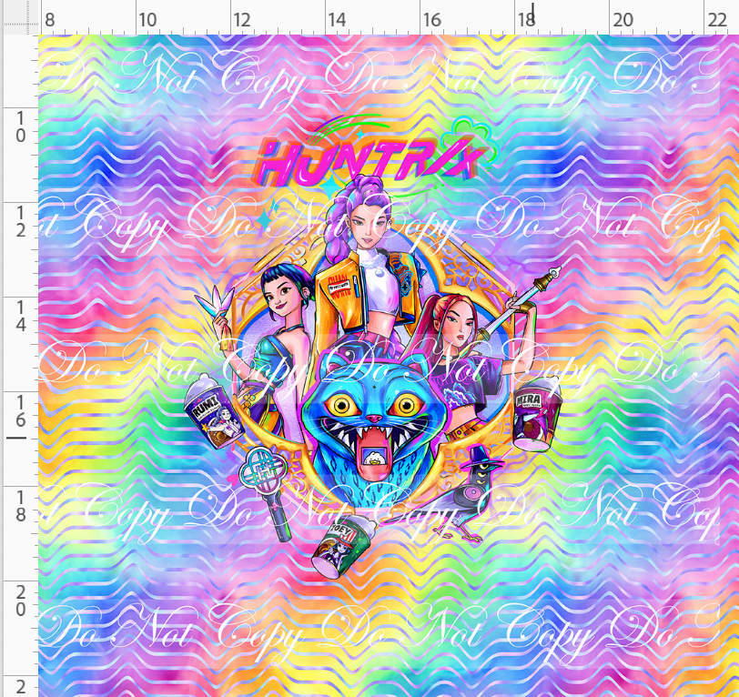 KPOP Huntrix - Panel - ADULT - 3 girls with elements - Rainbow