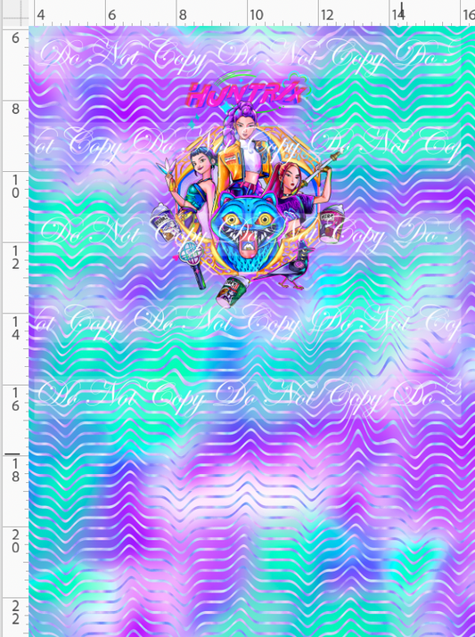 RETAIL LISTING: KPOP Huntrix - Panel - CHILD - 3 girls with elements - Purple Aqua