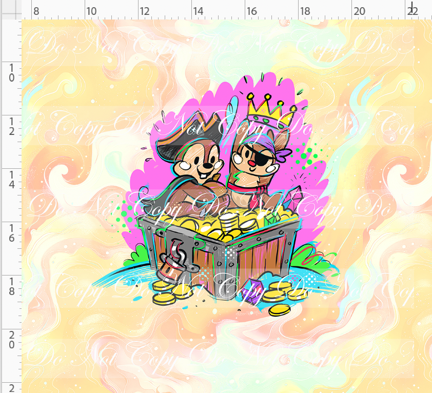 Kawaii Pirates - panel - Chipmunks - tan - ADULT