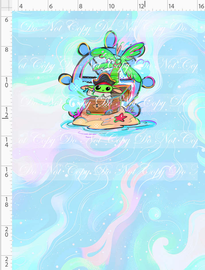 RETAIL LISTING: Kawaii Pirates - panel - Green Guy - pastel - CHILD