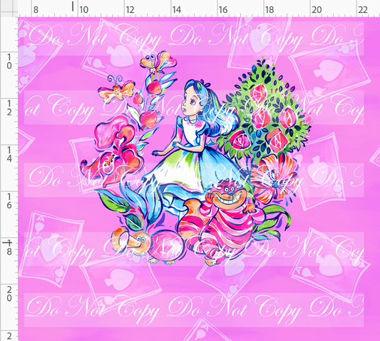 LP Inspired-Wonderland-Panel-cat and girl-pink-adult
