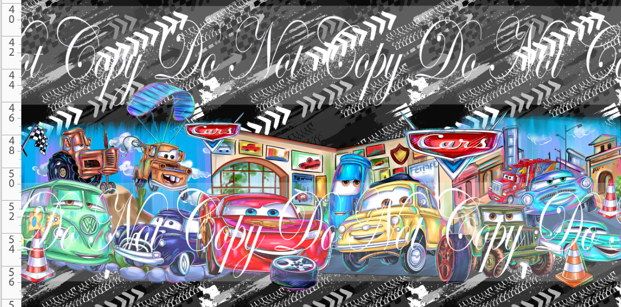 Lightening Cars - Double Border - black white