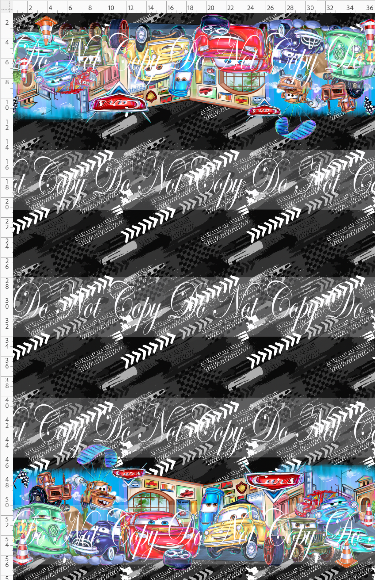 Lightening Cars - Double Border - black white