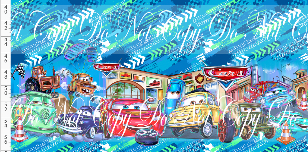 Lightening Cars - Double Border - blue