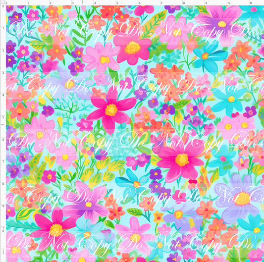 Lilac & Linen - Dainty Floral on Light Blue Mix