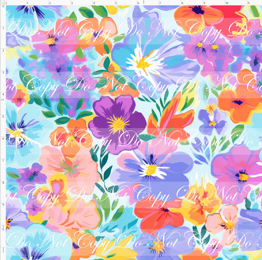 Lilac & Linen - Pansy Bouquet on Light Blue Mix