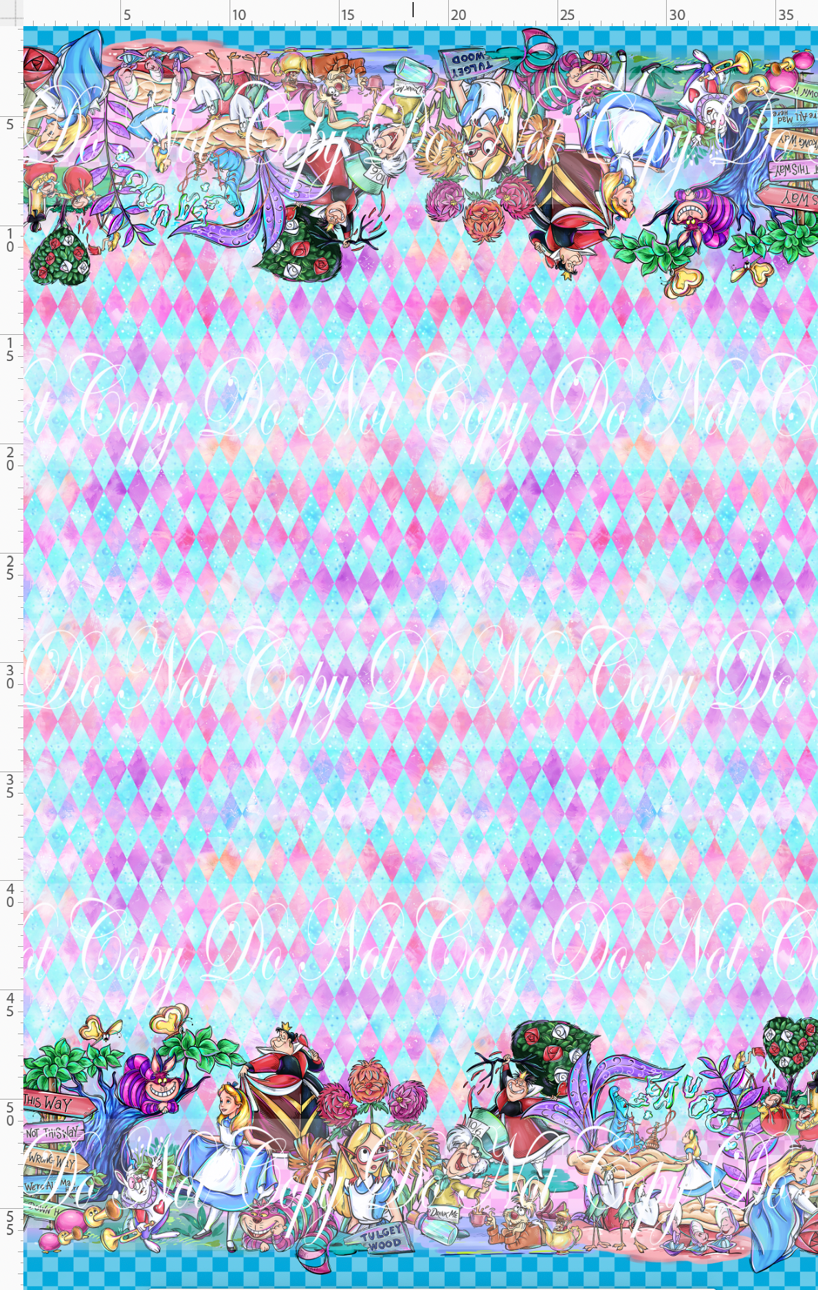 Lost in Wonderland-Double Border-pink blue
