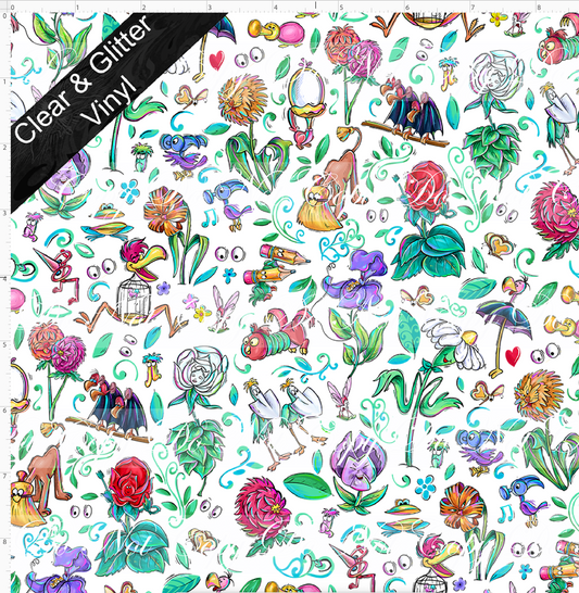 Lost in Wonderland-Flowers-Small scale-CLEAR & GLITTER VINYL