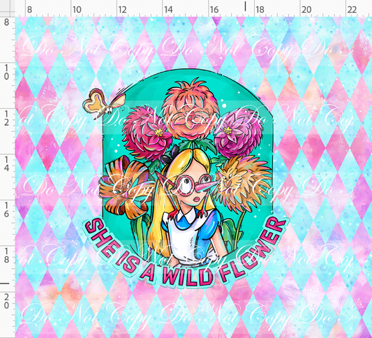 Lost in Wonderland-Panel-wildflower-pink blue-Adult