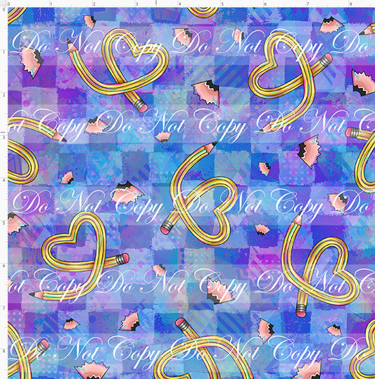 Magic In the Hallways - Bright Checker Coordinate - Heart Pencils