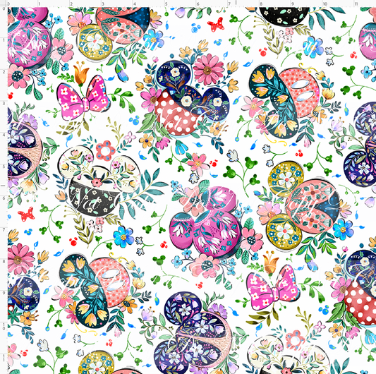 Magical Mice Coordinates - Mouse Ears Floral Toss - White
