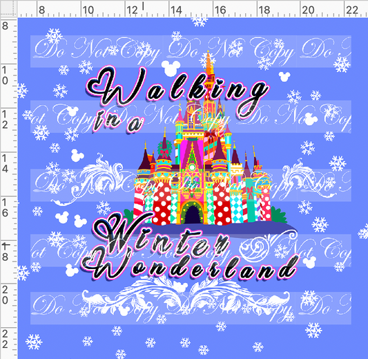My Favorite Time of the Year - panel - castle - winter wonderland - cornflower - adult