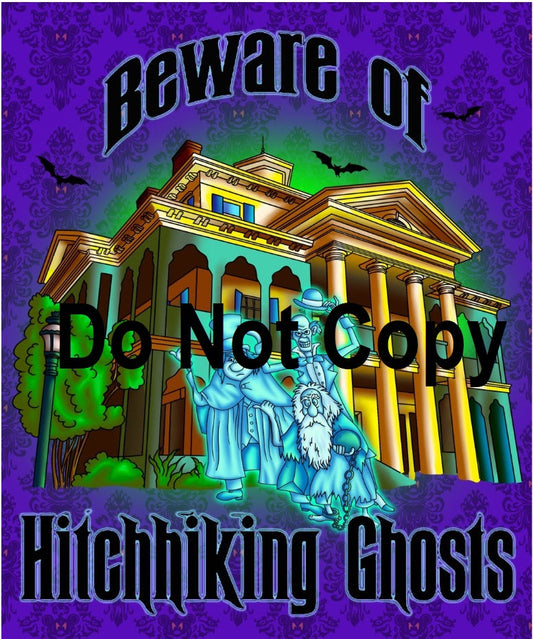 Not So Haunted Halloween - HITCHHIKING GHOST - Full Size Blanket Panel 58W x 72H