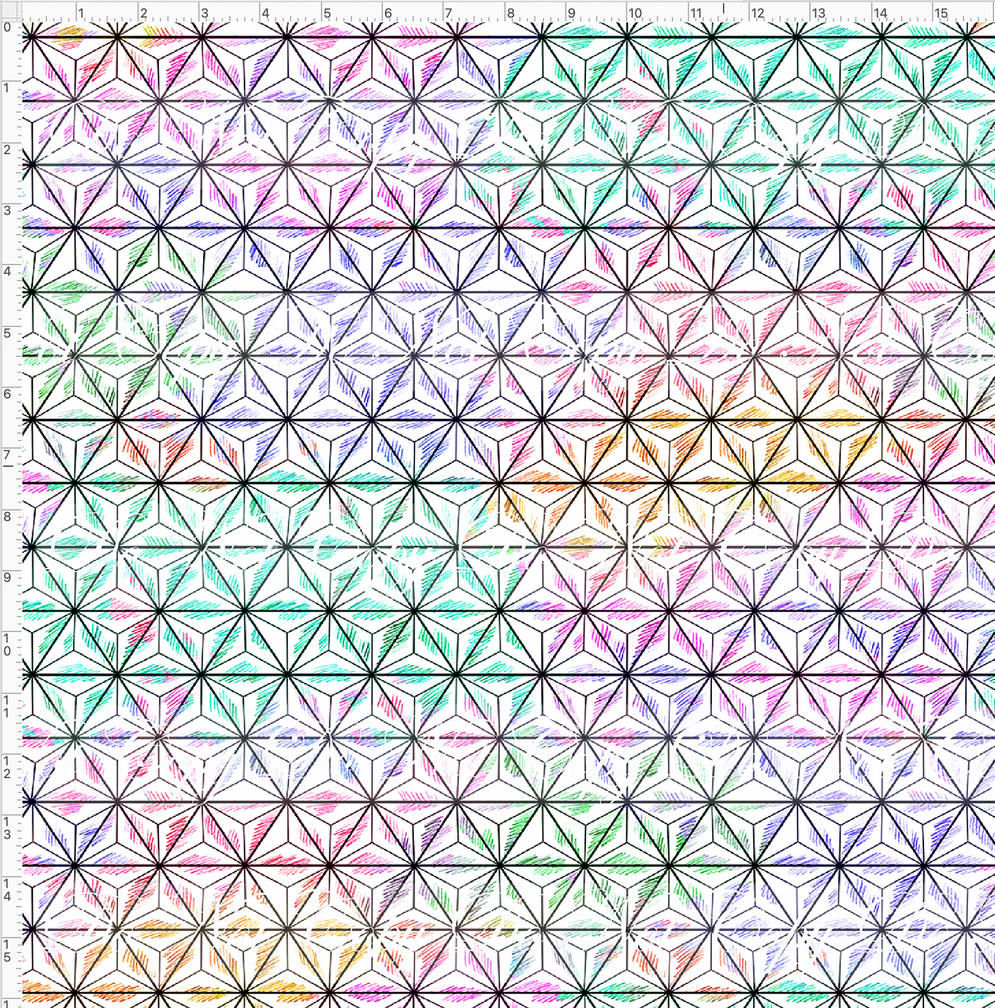 One little spark - triangles - white with black lines - large scale