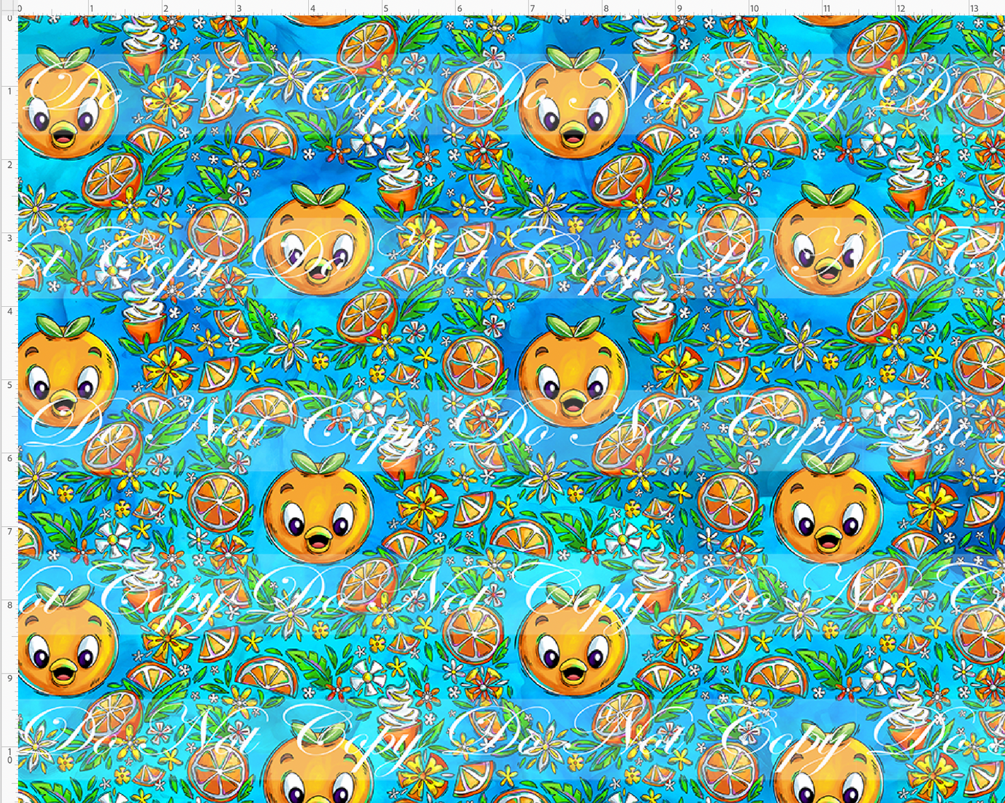 Orange Sunshine - Face and Floral - Aqua - REGULAR SCALE