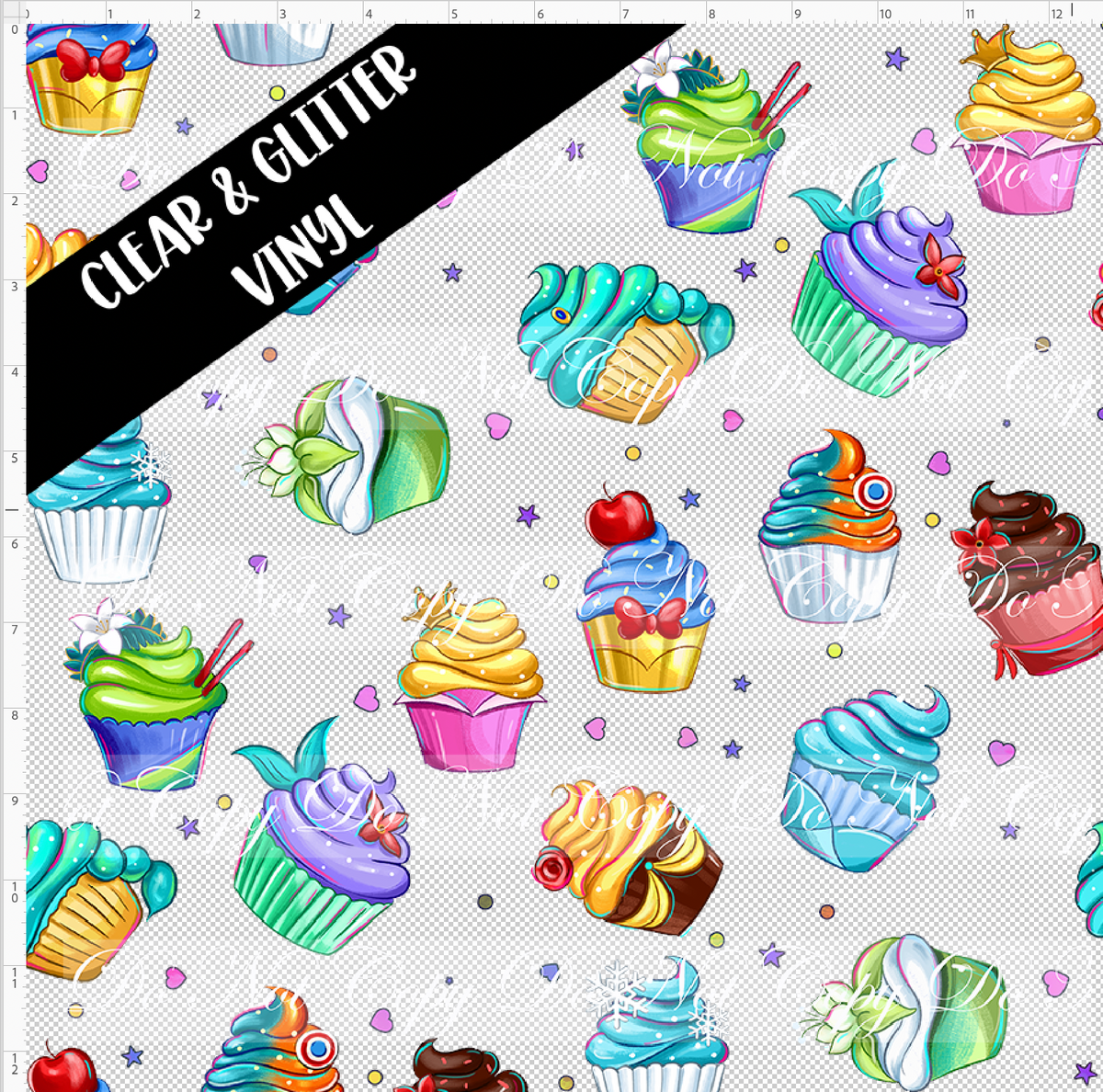 Park Day Princesses-cupcakes-CLEAR & GLITTER VINYL-regular scale