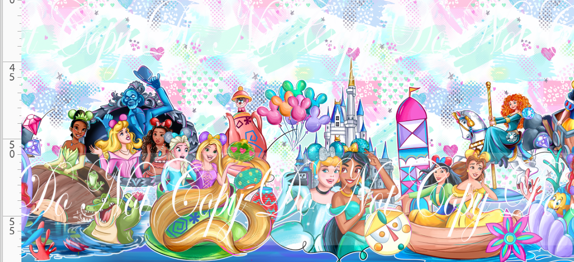 Park Day Princesses-double border-pop background