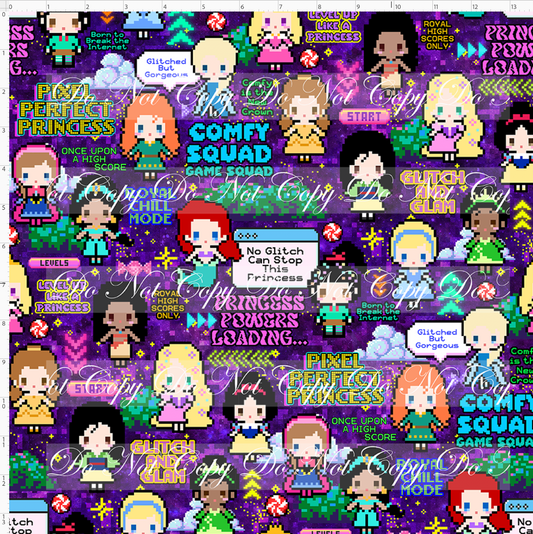 Pixel Princesses-Glitch princess-regular scale-purple background
