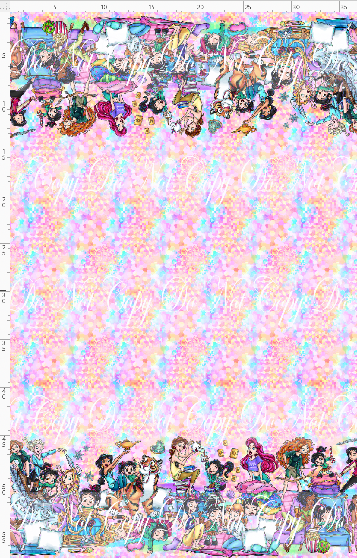 Pixel Princesses-double border-pastel background