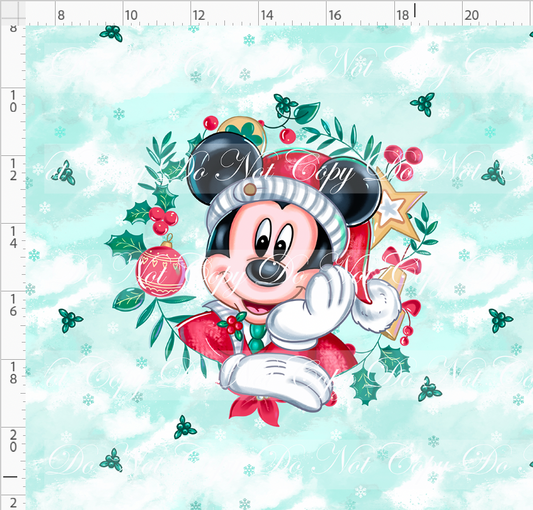 Poinsettia Mouse - panel - boy mouse - green - adult