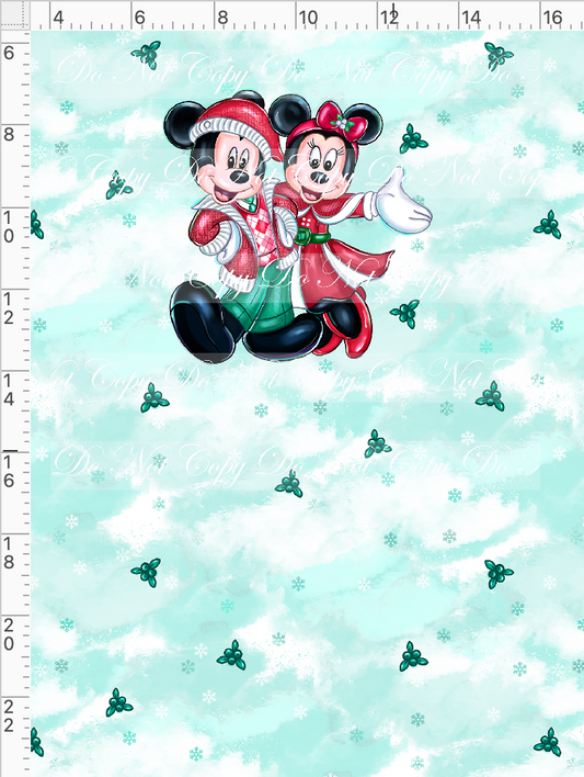 Poinsettia Mouse - panel - couple - green - child