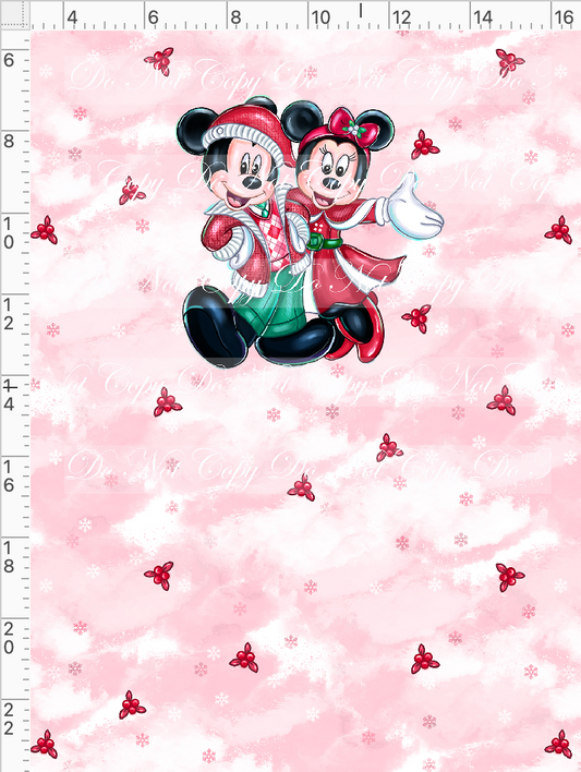 Poinsettia Mouse - panel - couple - red - child
