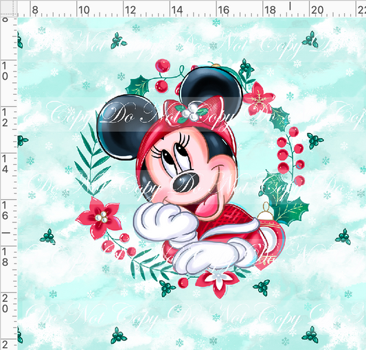 Poinsettia Mouse - panel - girl mouse - green - adult