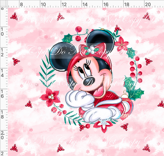 Poinsettia Mouse - panel - girl mouse - red - adult