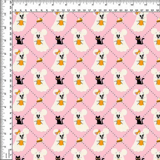Pretty Spooky - Mouse Ghost Argyle - Pink