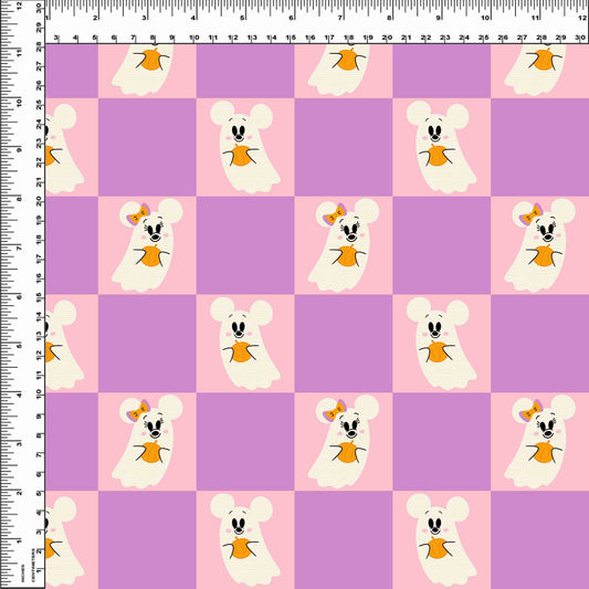 Pretty Spooky - Mouse Ghost Check - Pink - Regular Scale