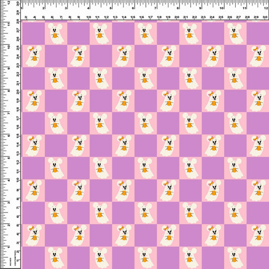 Pretty Spooky - Mouse Ghost Check - Pink - Small Scale
