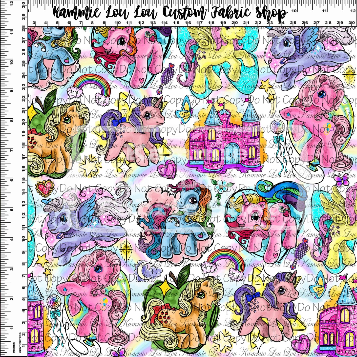 My Vintage Ponies - Toss - White Rainbows - Regular Scale