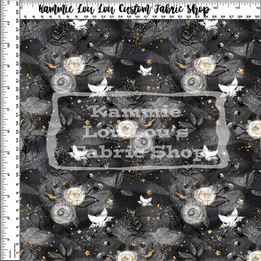 Grim Grinning Ghosts - Black Floral Coordinate