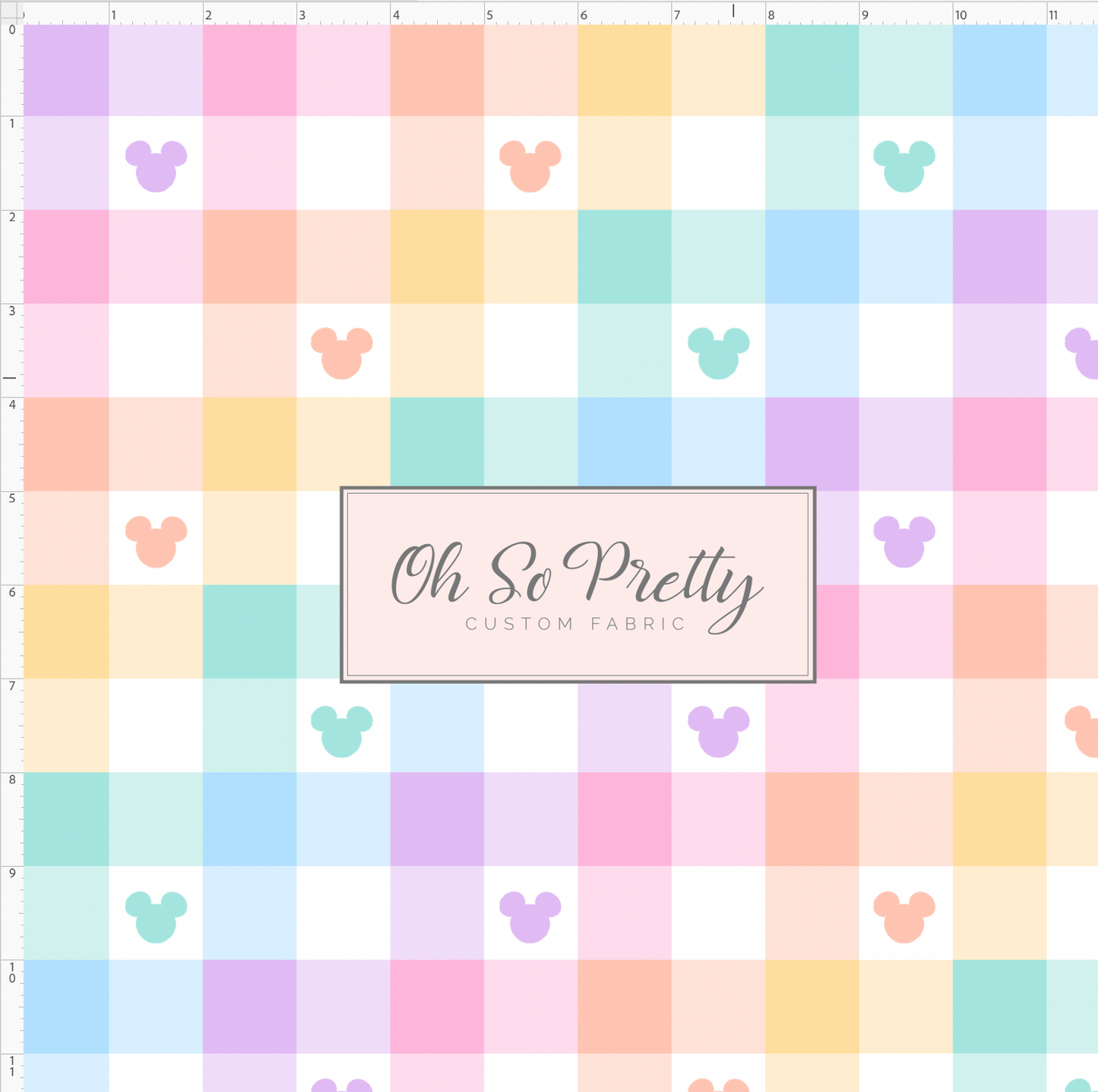 Rainbow Gingham Mouse Heads-regular scale