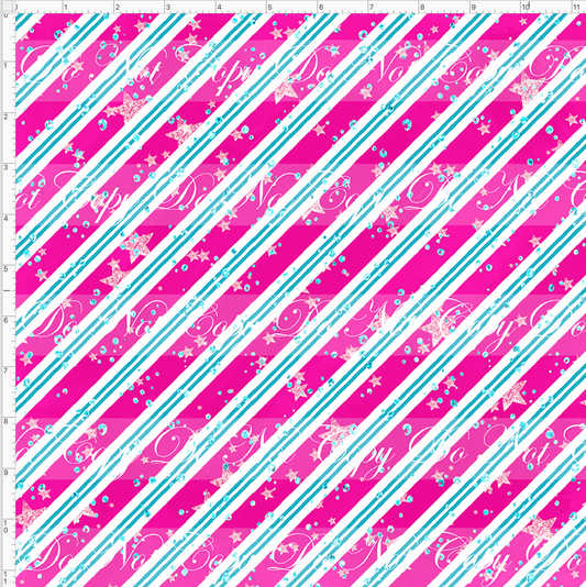 Red nosed reindeer - diagonal pink and blue stripe
