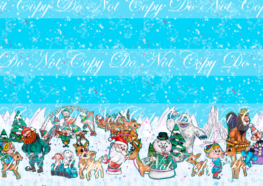 Red nosed reindeer - double border - blue