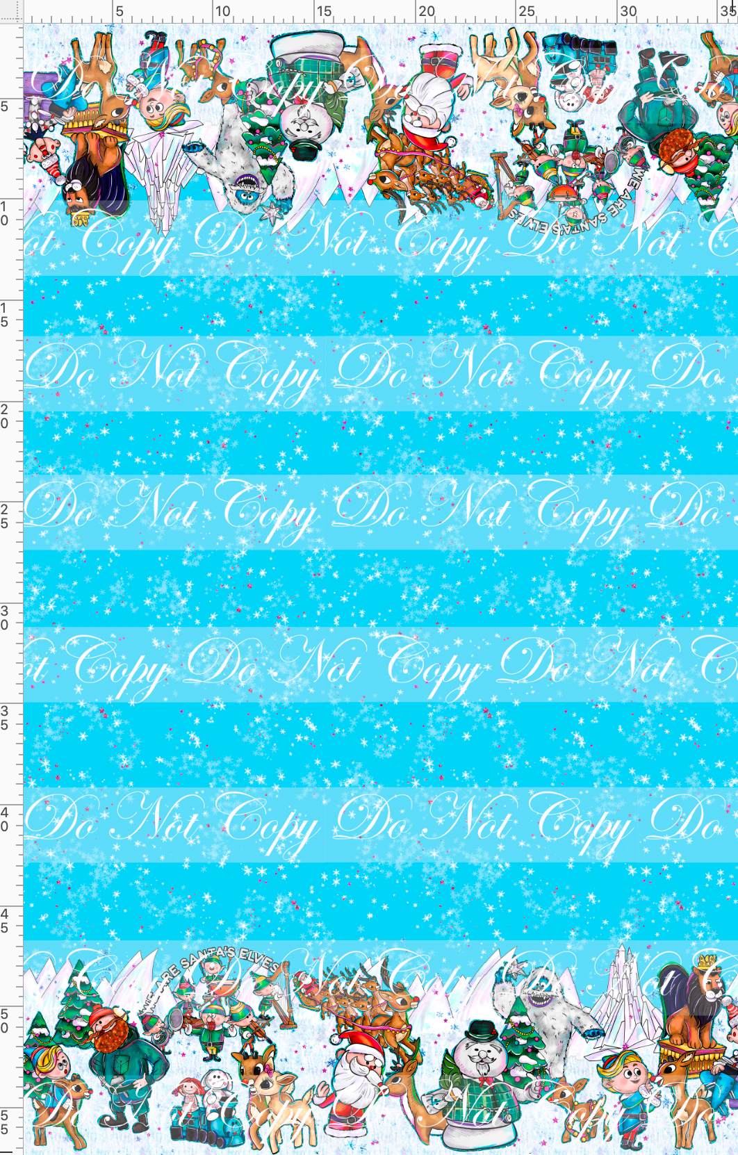 Red nosed reindeer - double border - blue