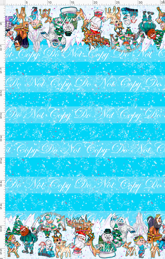 Red nosed reindeer - double border - blue