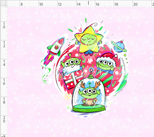 RETAIL LISTING: Kawaii Christmas - Panel - Snowflake - Pink - Aliens - ADULT