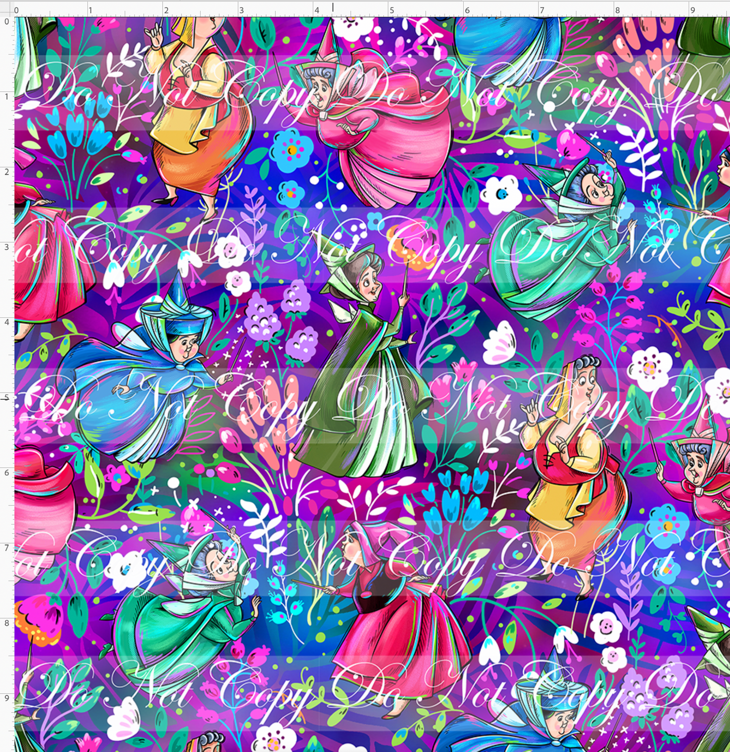 True Love's Kiss - Fairies - purple blue green floral background - regular scale