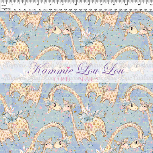 R129 Mom & Me Giraffes on Blue