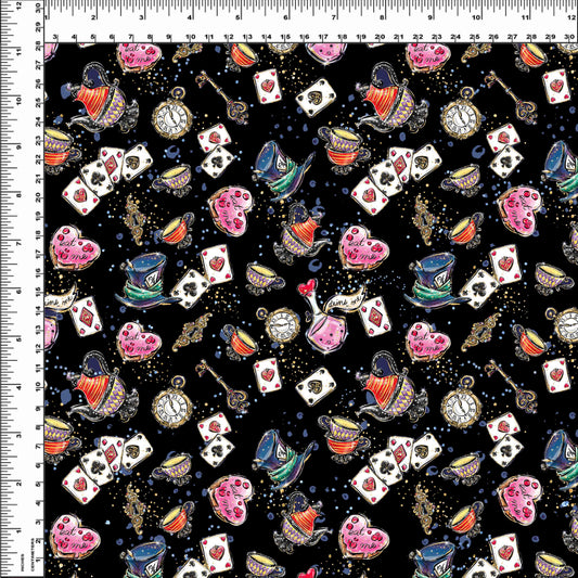 R107 Wonderland Tea Party - Black toss