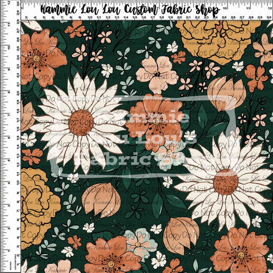 Fall Vintage Florals - Green Main Floral