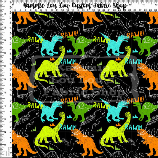 R111 : RAWR! - Silhouette Dinos on Black